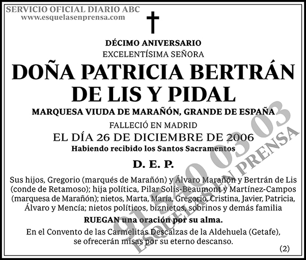 Patricia Beltrán de Lis y Pidal
